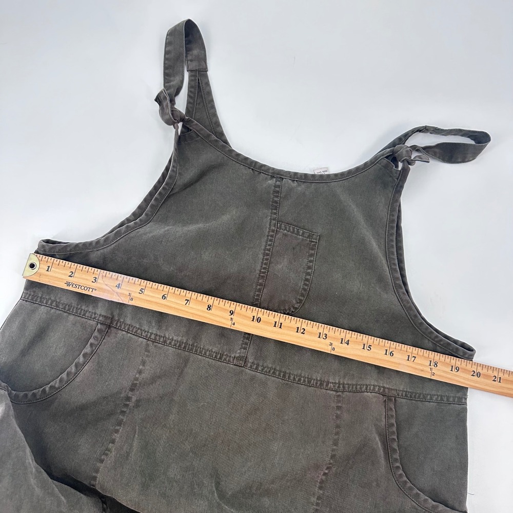 Valerie Stevens Midi‎ Dress PL Lagan look Charcoal Gray Pinafore Bib Pockets - Picture 9 of 9